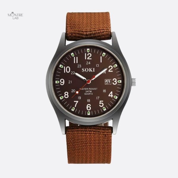 Montre militaire homme au style vintage et bracelet nylon