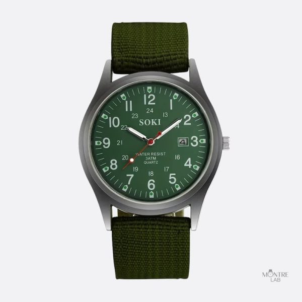 Montre homme en nylon, design militaire rétro et fonctionnelle
