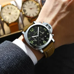 Chronographe homme au style aviator classique