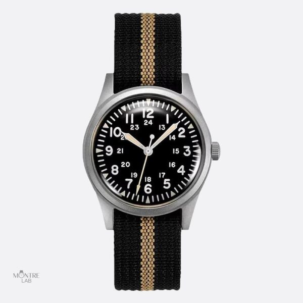montre-vintage-militaire-homme-quartz-bracelet-nylon-1 Montre militaire vintage homme quartz style rétro